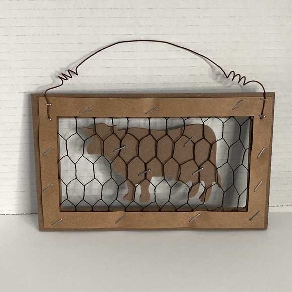 Cow & Milk Kitchen Wire Wooden Sign - Picture 2 of 2